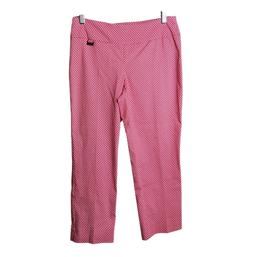 Peck & Peck Petite Orange White Geometric Print Cropped Pull On Pants Size‎ 6P
